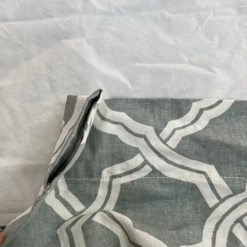 Pottery Barn Kendra Trellis Linen Blend Curtain Panel 50 x 96 in Gray/Blue